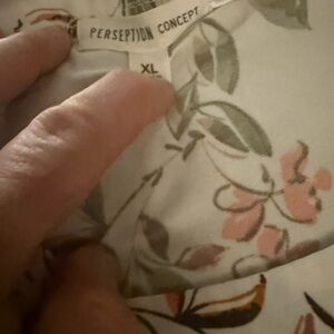 PerSeption Concept Leaf Print Blouse - Pink and Gray